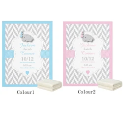 LVYZIHO – couverture polaire personnalisée pour bébé, motif éléphant bleu/rose, souvenir de naissance, pour garçon/fille, 30x40/48x6/60x80 pouces 