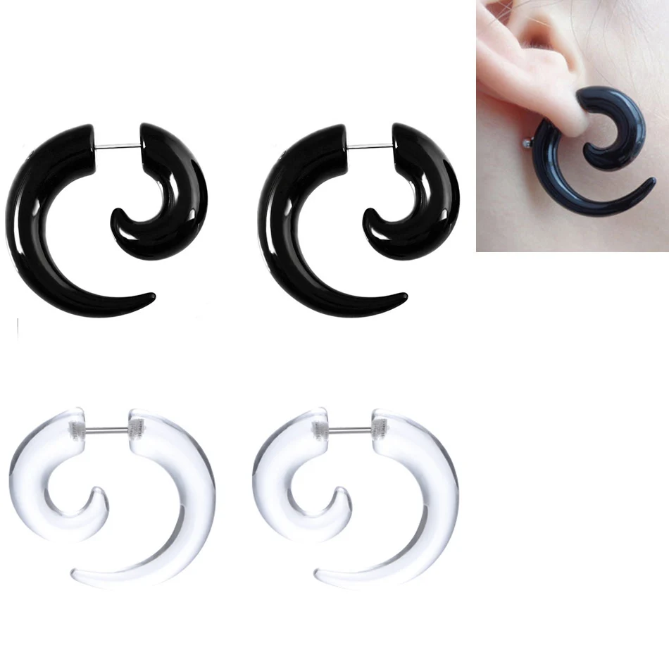 

4 Pcs Ear Fashion Transparent Clear Spiral Taper Plug Piercing Guage Fake Cheater Tunnel Earring Expander Stretcher Body Jewelry