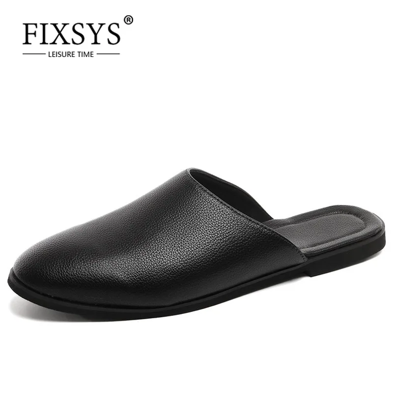Сандалии FIXSYS мужские легкие модные тапки из кожи пу уличные лоферы дышащие мюли