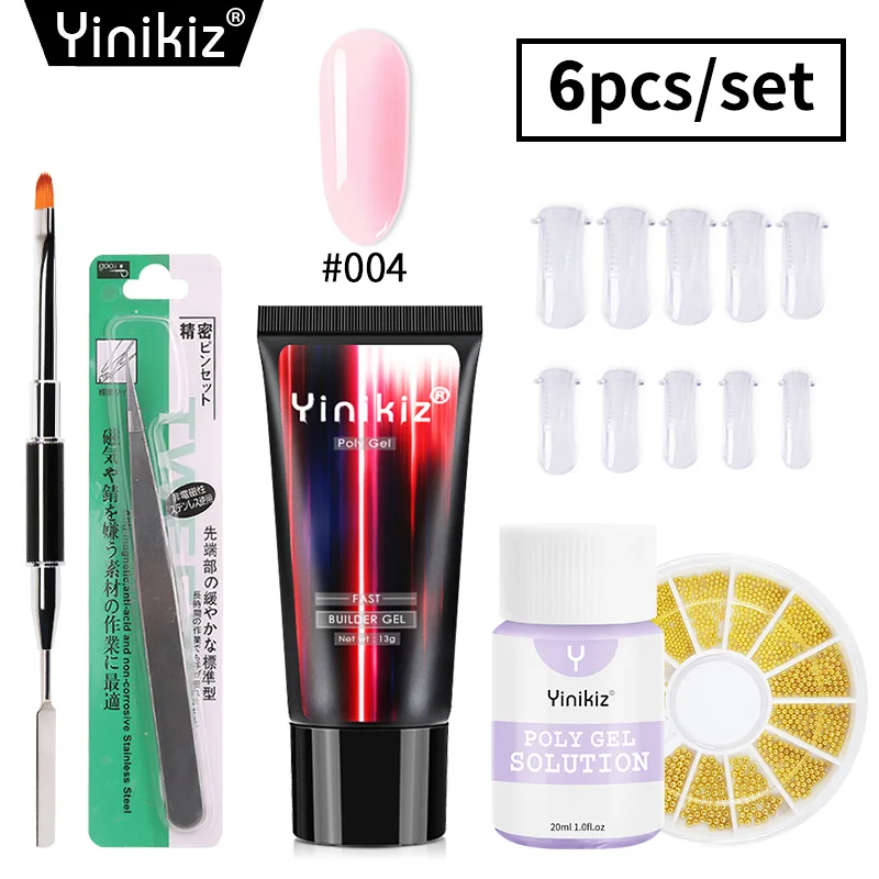 Yinkiz, 6 шт., полигелевый УФ-гель, камуфляжный, для ногтей, полигель, желе, кристалл, для наращивания пальцев, гель, акриловый гель, твердый, строительный гель, набор - Цвет: S12504