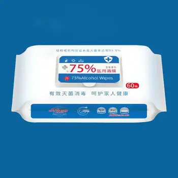 

75% Alcohol Hand Wet Tissue One-Time Water Free Cleansing 60pcs /Pack Preventive Sterilization Clean Wet Wipes