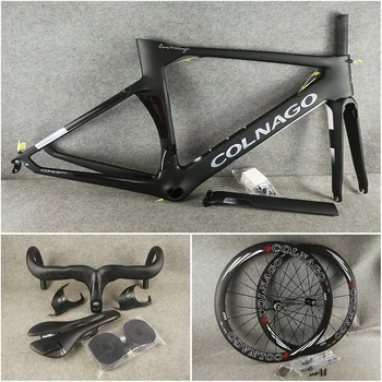 

NJBK 2019 Black Colnago CONCEPT carbon road frames+Handlebar+Saddle+bottle cages 50mm carbon wheels Novatec A271 hubs