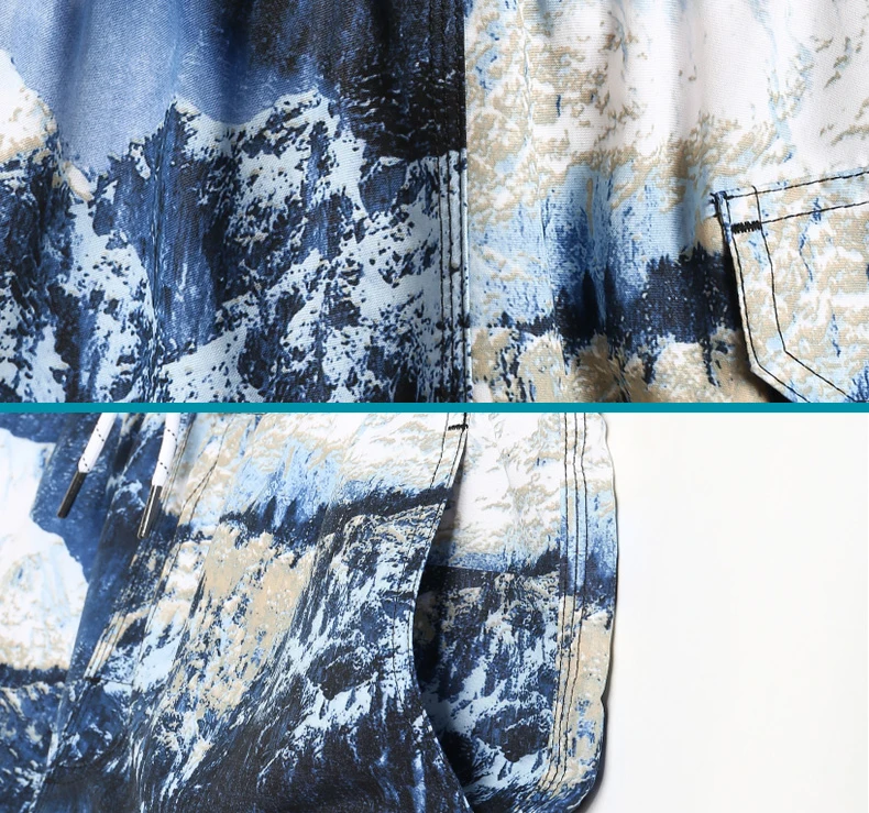 Новые летние мужские плавки наклейка на лестницу снежные горы бегунов Гавайские бермуды с принтом сексуальные пляжные шорты трусы сетка