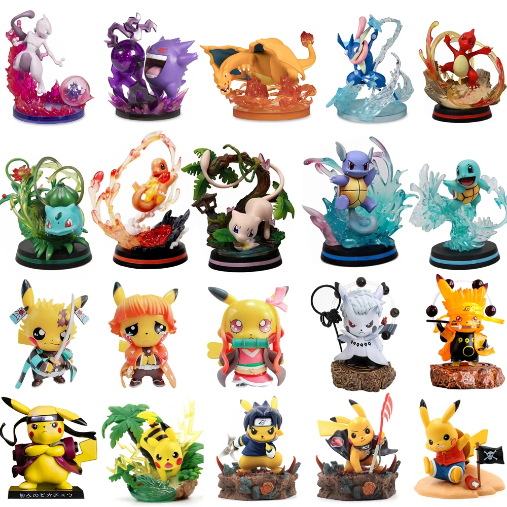 

Pokemon Action Anime Figure Pikachu Cosplay Set one piece model collect Charizard Gengar Bulbasaur Pokemon Toy For Kids Gift