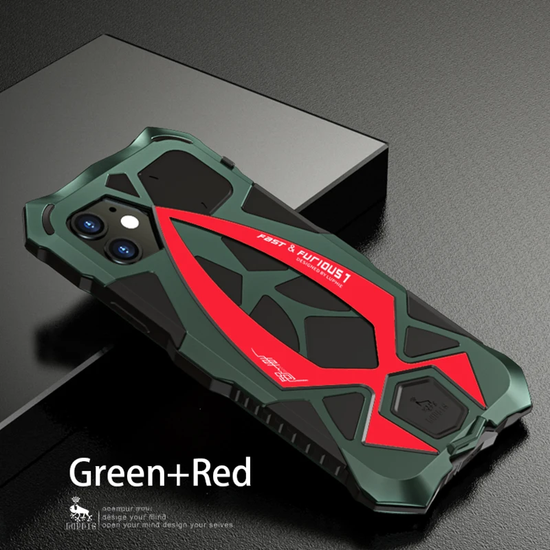 Green Red Защитный противоударный чехол повышенной защиты для iPhone 11 Pro Max XS чехол с металлической рамкой для iPhone 11 Pro XR X XS Max Coque - Цвет: Green Red