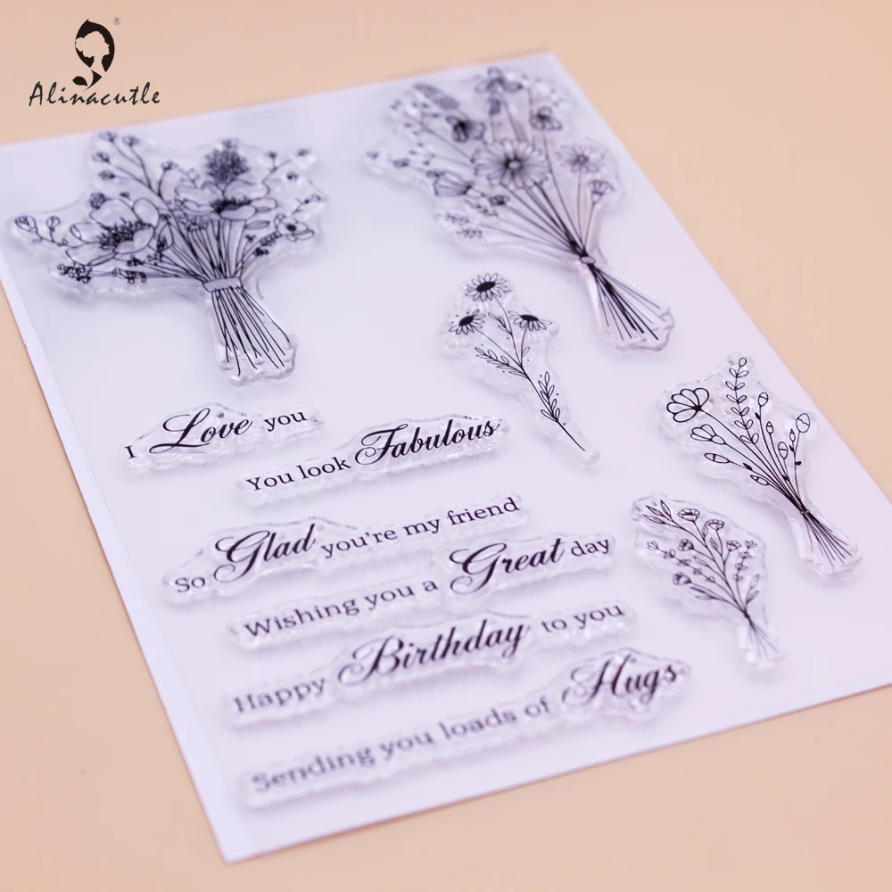 Clear Stamps Clear Rubber Stamps Alinacutle CLEAR STAMPS Bunch Of Flower Scrapbooking Card Album Paper Craft Rubber Transparent Silicon Clear Stamp