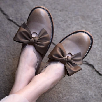 

Artmu Amu Retro England Bow WOMEN'S Shoes Low Heel Small Leather Shoes 2020 Spring New Style Shallow Mouth Single Shoes