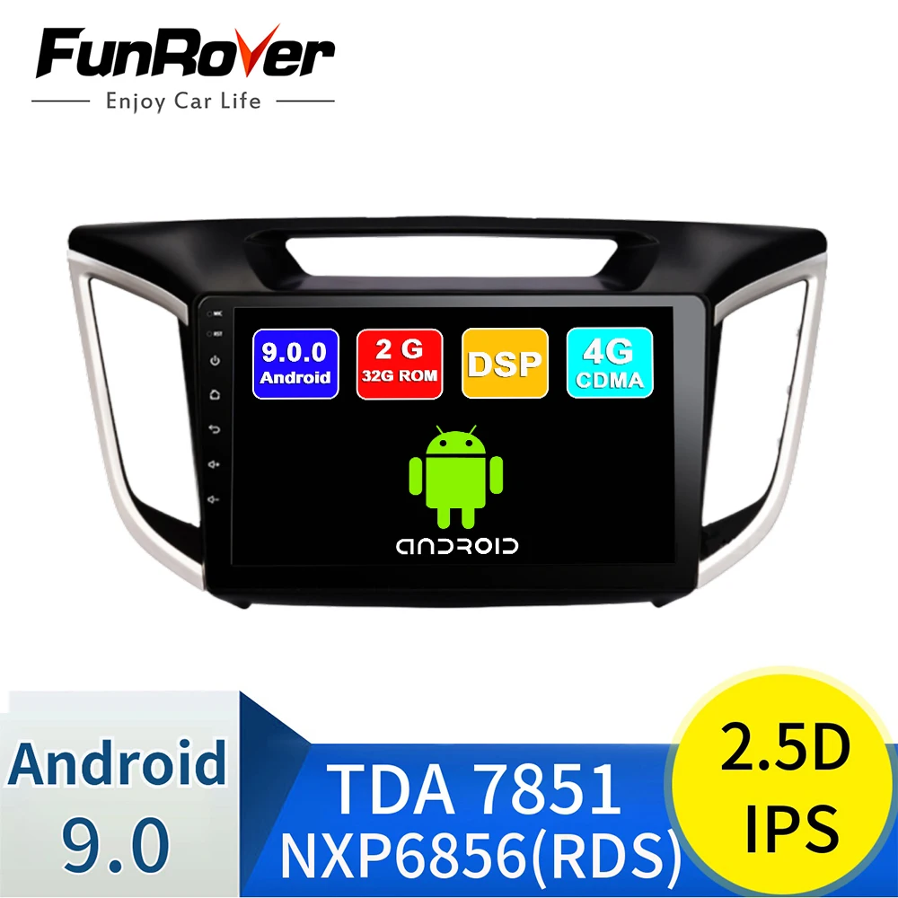 Автомагнитола FUNROVER 2.5D + IPS на Android 9 0 мультимедийный видеоплеер для Hyundai Creta ix25 DvD GPS