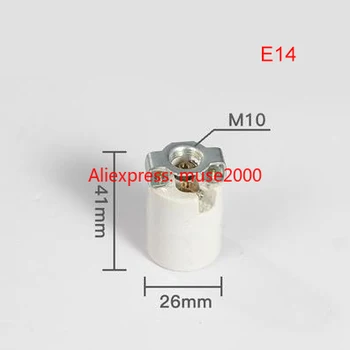 

E14 lamp base holder Pottery and Porcelain body steel hanger Ceramic E14 lamp holder m10 bracket lamp socket Full thread smooth