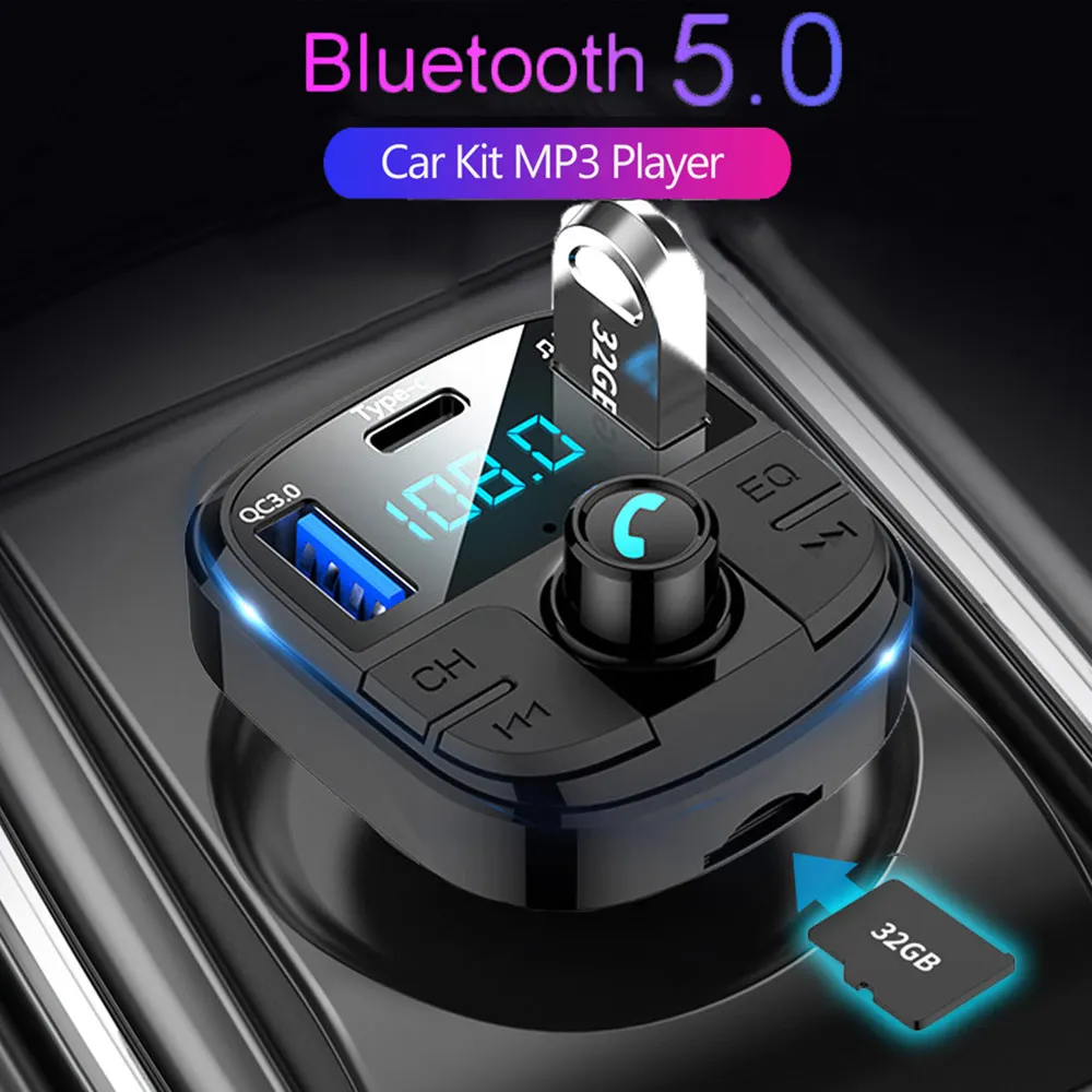 Bluetooth 5 0 FM-передатчик приемник стерео автомобильный комплект mp3-плеер адаптер