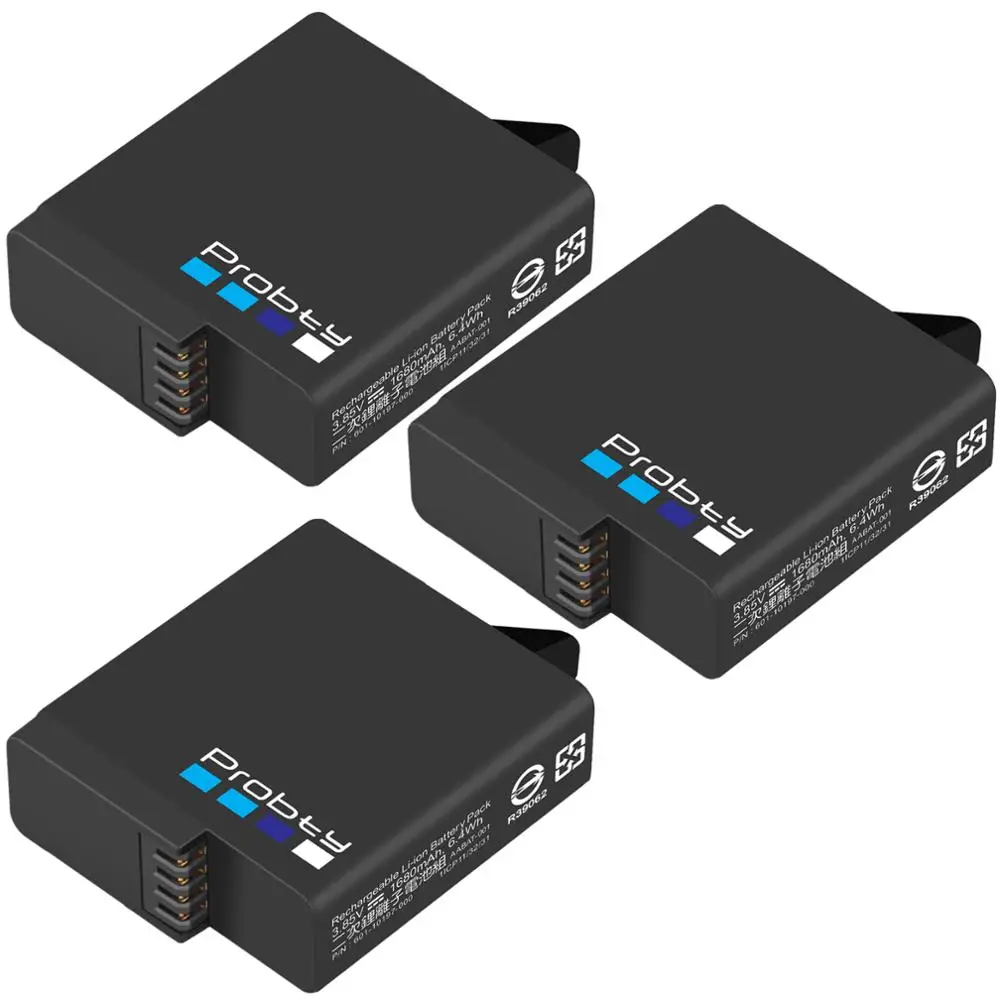 3 pcs battery probty для GoPro hero 5 hero 6 hero 7 black GoPro AABT-001 камера полностью декодированная батарея 1220 мАч GOPRO hero 5 hero 7 hero 6 - Цвет: 3 pcs battery