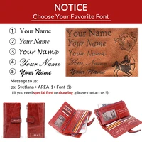 CONTACT'S 100% Genuine Leather Wallet Women Long Coin Purse Clutch Bag Name Engraving Card Holder Money Clip Handbag Men's Purse - Image 6