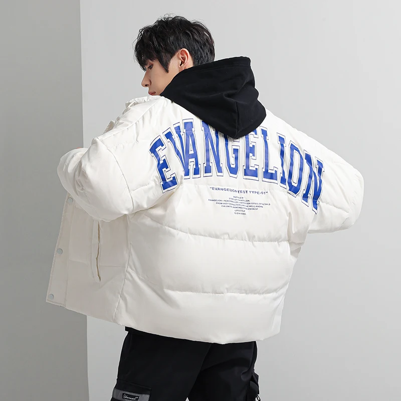 Winter tide brand down jacket lovers fashion big letter hoodwd bread coat teenagers outdoor trend casual wear for men and women