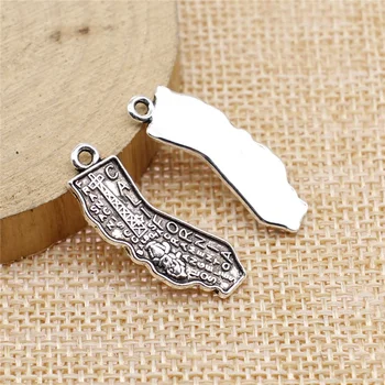 

free shipping 43pcs 15x28mm antique silver California State Map charms diy retro jewelry fit Earring keychain hair card pendant