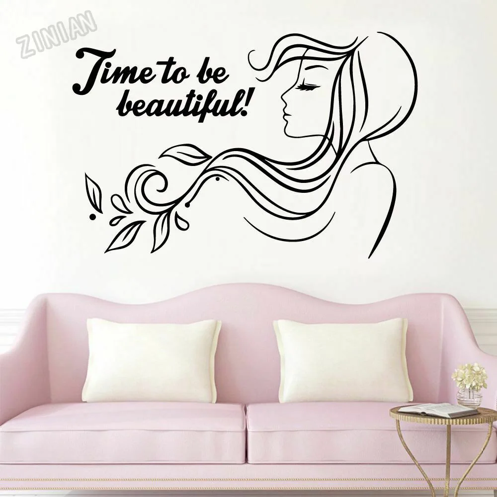 Украшение для салона красоты виниловая настенная наклейка с надписью Time to Be Beautiful