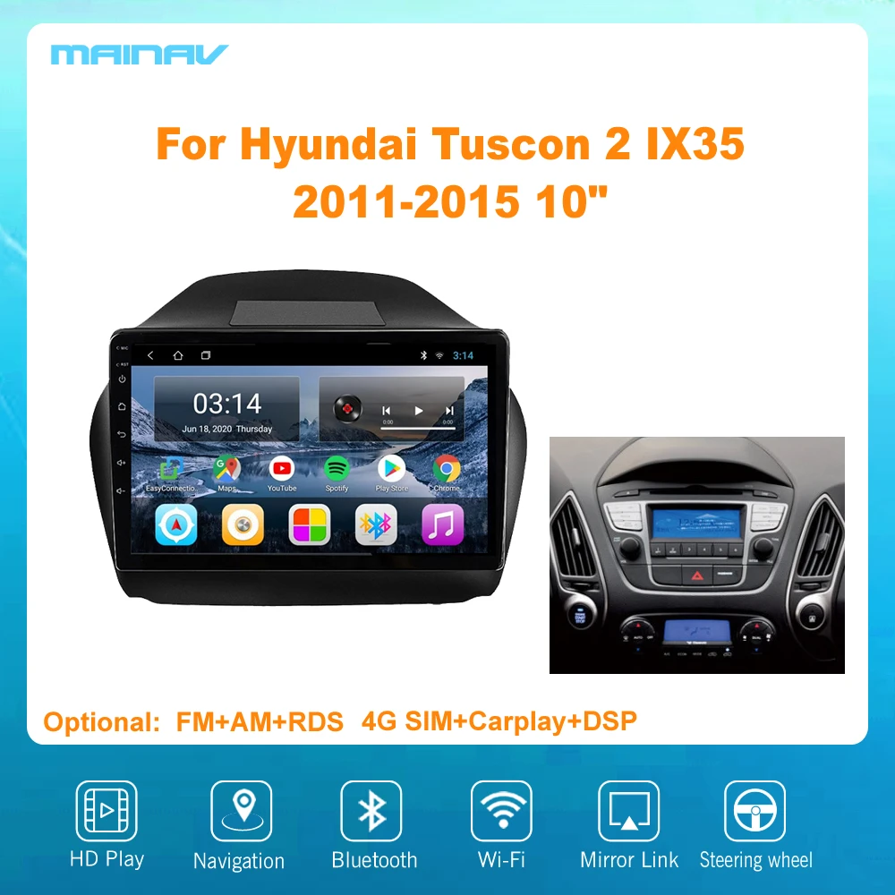 Автомобильная Мультимедийная система Android 10 для Hyundai Tuscon 2 IX35 2011-2015 с GPS