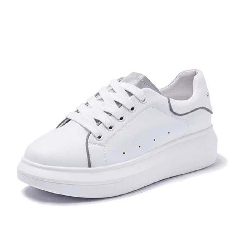 nova moda sapatos brancos das Mulheres de fundo grosso aumentou sapatos casuais selvagens