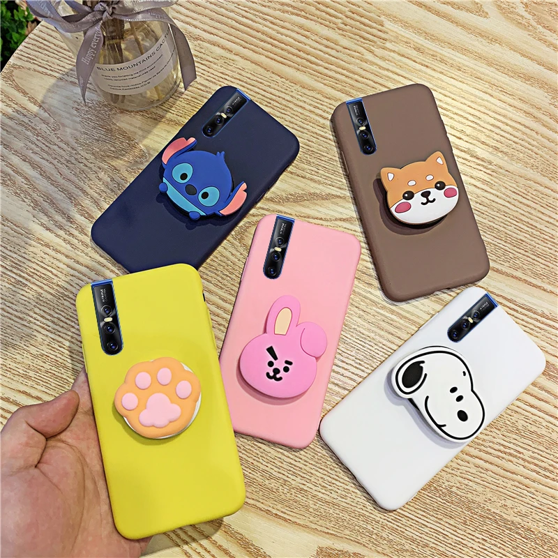 

Silicone Cartoon Phone Holder Case For Vivo V15 V5 V9 V11i Pro Lite Plus V17 NEO Girl Cute Stand Covers Protective