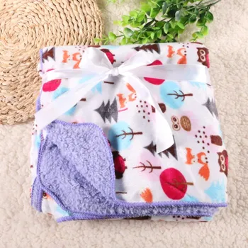 

Factory Sales Baby Blanket Thicken Double Layer Fleece Infant Swaddle Baby Swaddle Microfiber Plaid 76*102CM