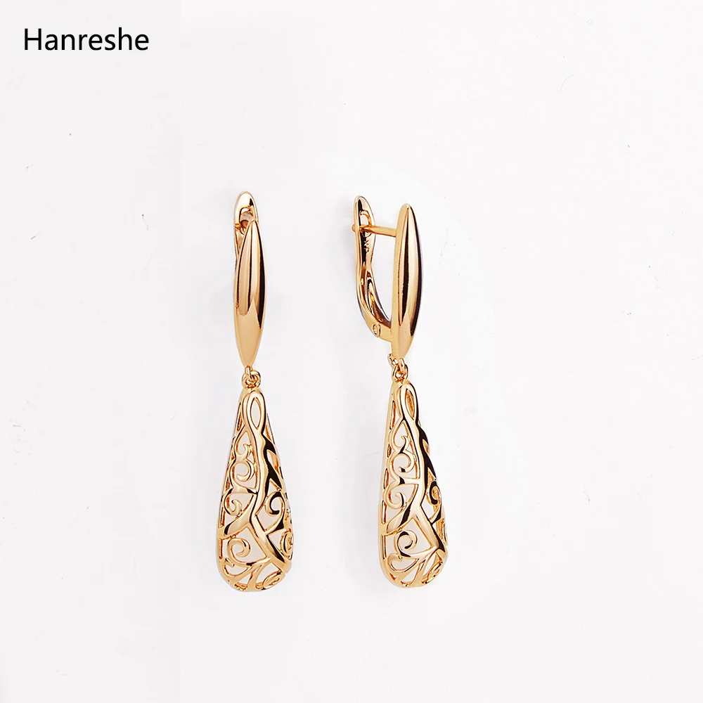 Hanreshe-로맨틱 드롭 작은 귀걸이, 클래식 주얼리 파티 스테이트먼트 골드 컬러 섬세한 라운드 워터 드롭 여성 선물