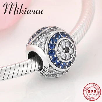 

Hight Quality 925 Sterling Silver Evil Blue eye crystal CZ Charm Beads Fit Original Mikiwuu Charm Bracelet Jewelry Making