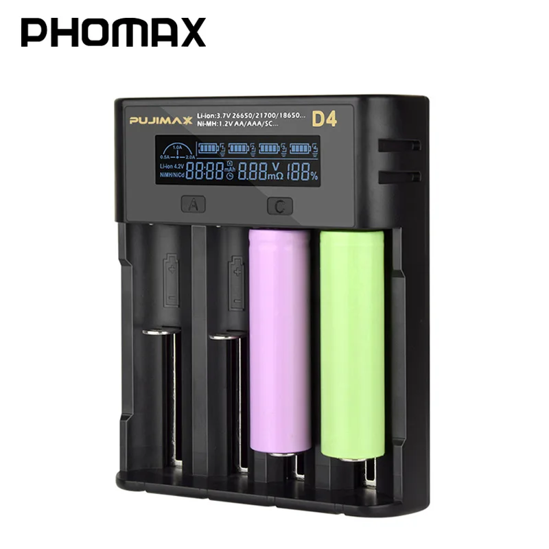 PHOMAX 3 7 V D4 светодиодный ЖК дисплей Smart Display напряжение 18650 быстрое зарядное