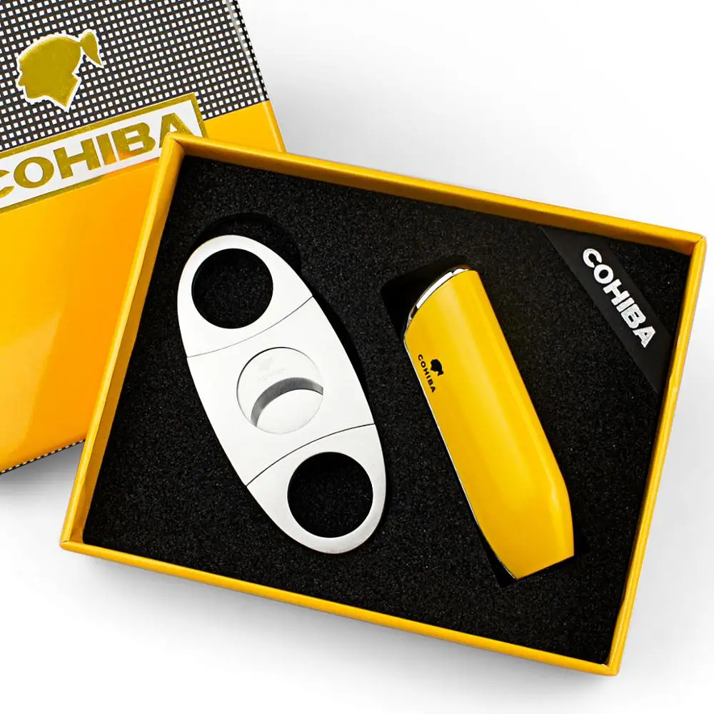 DE STOCK COHIBA зажигалка резак ветрозащитный фонарь Jet Flame мини аксессуары набор бутан