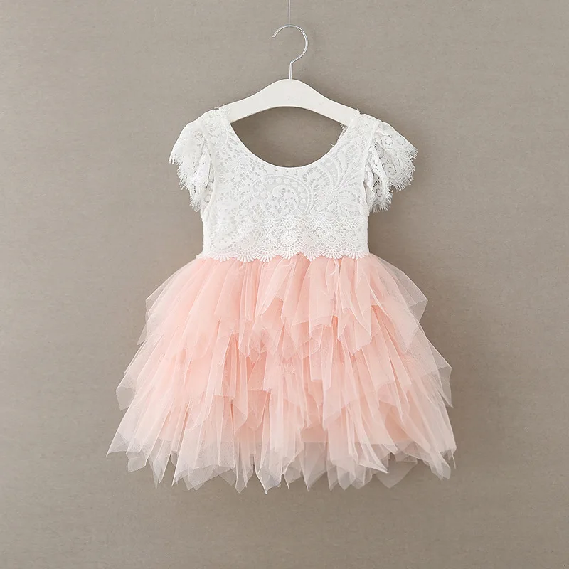 Кружевное многослойное платье-пачка для девочек с рукавами-крылышками; детское платье принцессы с завышенной талией; вечерние платья для дня рождения
