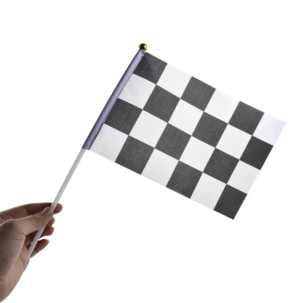 10 шт. клетчатые флаги для гонок, Полиэстеровые флаги, черно-белые флаги для гонок, вечерние, для спортивных мероприятий, 14*21 см, флаг для спортивного автомобиля, Decorati