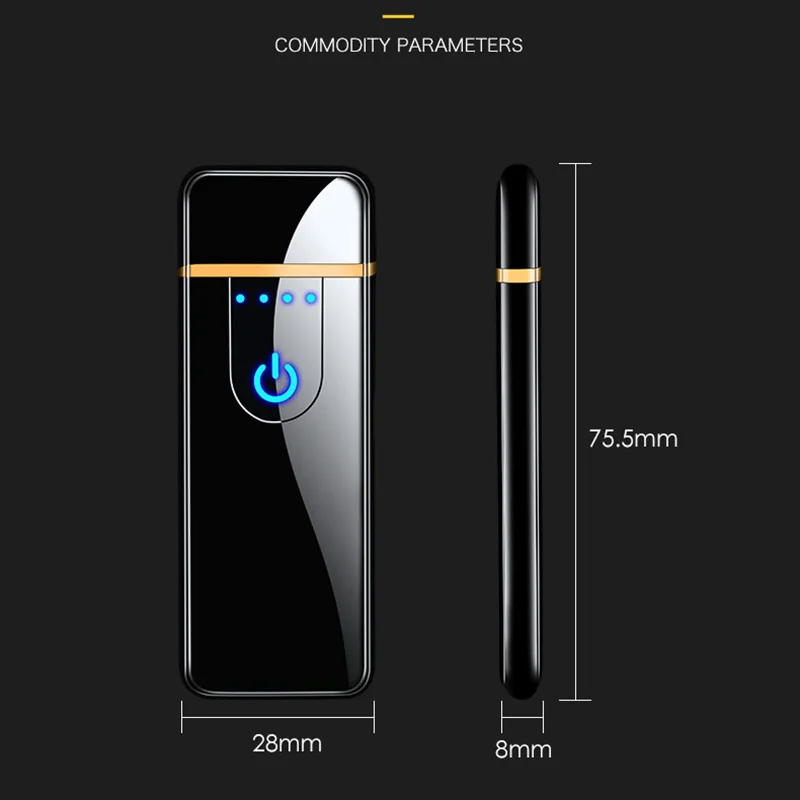 

New 2019 USB Charging Touch Screen Sensor Electronic Cigarette Lighter Flameless Rechargeable Windproof Tungsten Lighters
