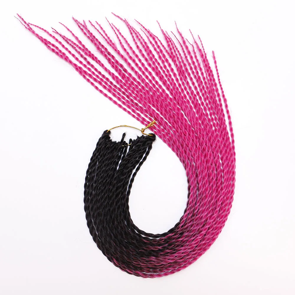 Омбре Сенегальские крученые волосы на крючках косички 24 дюйма 6 штук/лот синтетические плетеные волосы для женщин цвет радуги вязанные волосы - Цвет: TB2