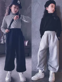 

Children's sports pants 2020 boys and girls winter plus velvet cotton trousers loose sports casual hip-hop pants