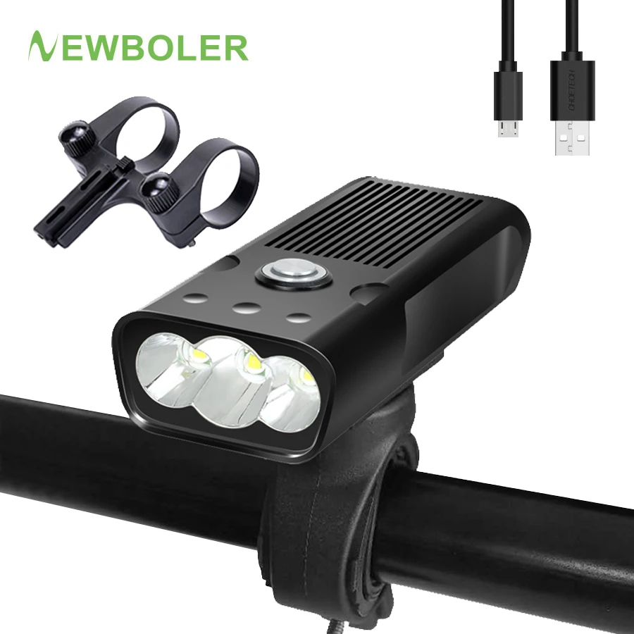 NEWBOLER 5200 мАч фонарик для велосипеда USB MTB велосипедный фонарь T6 L2 2400 люмен