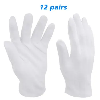 

12 Pair White Cotton Gloves Labor Protection Gloves for Jewelry Appreciation Household Cleaning Gardening Etiquette Supplies