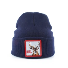 Шапки-маски с изображением животных для дам Для мужчин, с изображением "Олень" вышивка теплая зимняя шапка вязаная шляпа бренда Gorra шапка в стиле хип-хоп лыжные Кепки