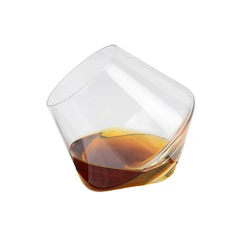 

Irregular Whiskey Wine Glass Rotating High Belly Beer Whiskey Brandy Cocktail Drinking Wine Cup Tumbler Down Bar Glass Drinkware