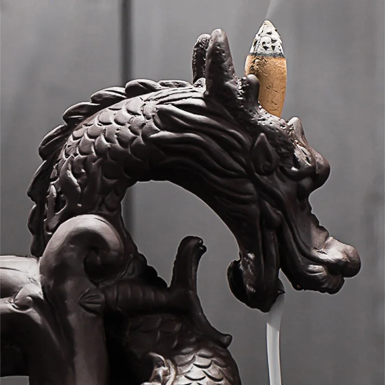 Керамический обратный поток Дракон благовония горелка творческий домашний декор горелка "дракон" курильница с хрустальным шаром+ 20 шт благовоний конусов