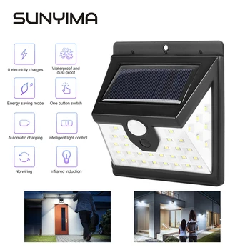 

SUNYIMA 40 LED PIR Motion Sensor solar lamp 3 Modes Solar Wall Light Outdoor Waterproof Energy Saving Yard Garden Lights