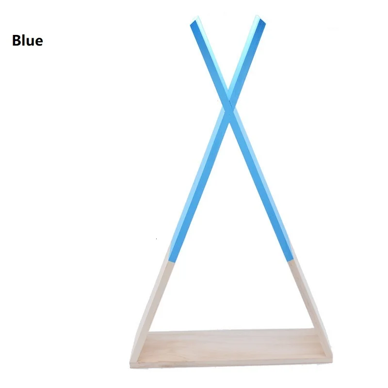 1 шт., деревянная треугольная полка для ванной, настенный стеллаж для хранения, сделай сам, детская комната, аксессуары для украшения дома - Цвет: Blue
