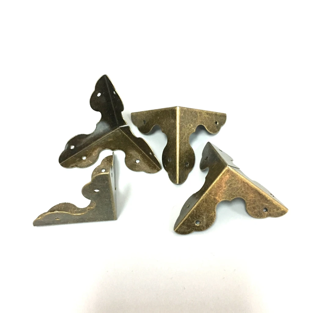 4pcs vintage brass black edge protection wooden box desk trunk corner protector