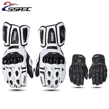 

SSPEC Genuine Leather Motorcycle Gloves Moto Gloves Carbon Fiber Gant Moto Guantes Breatherable Motorbike Riding Rading Gloves