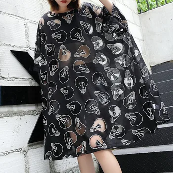 

XUXI Women 2020 New Summer T-shirt Personality Thin Leisure Light Bulb Printing Tshirt Vogue Vintage Kawaii Tops Tunic FZ0395