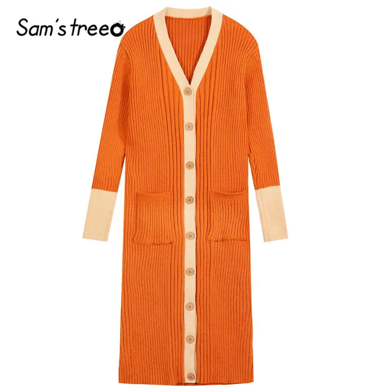 SAM'S TREE/черные вязаные винтажные женские платья с цветными блоками, зима, розовое длинное лоскутное платье с рукавом, повседневное офисное женское платье на каждый день