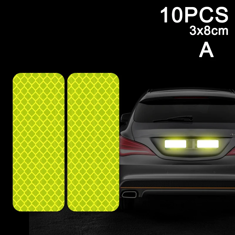 

10pcs Car Door Sticker Decal Warning Tape Reflective Sticker Reflective Strip LB88