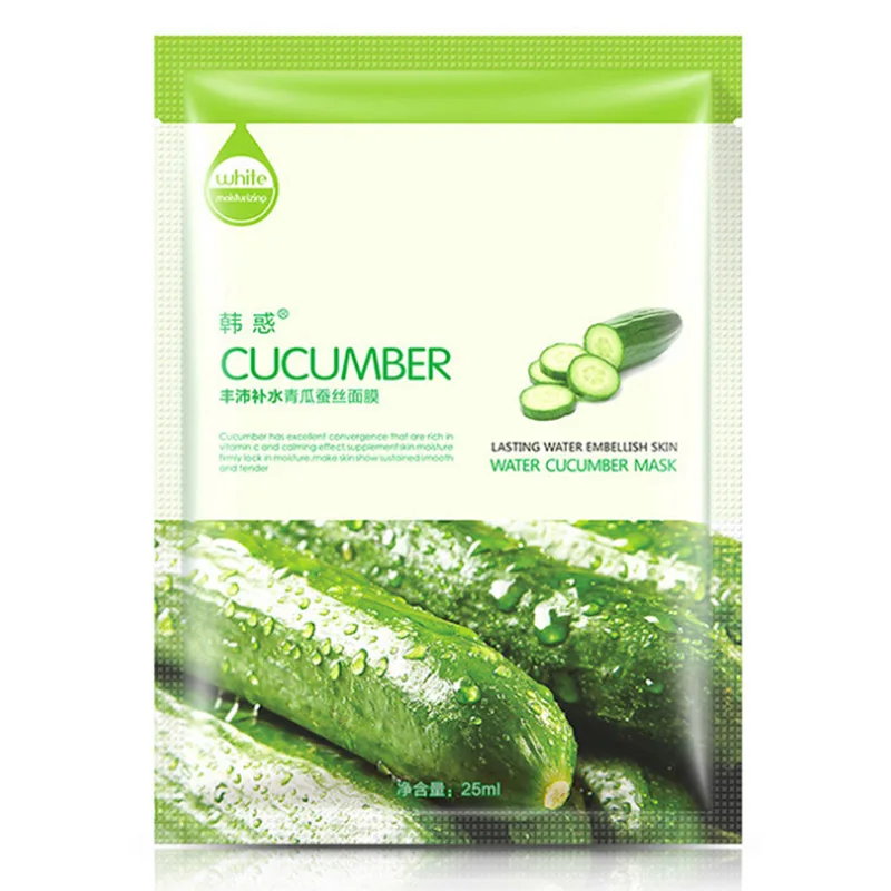 cucumber Увлажняющие маски против прыщей Антивозрастной уход за кожей лица маски для лица зеленый чай и огурец и алоэ и жемчуг и вишня и гиалуроновая кислота - Цвет: cucumber