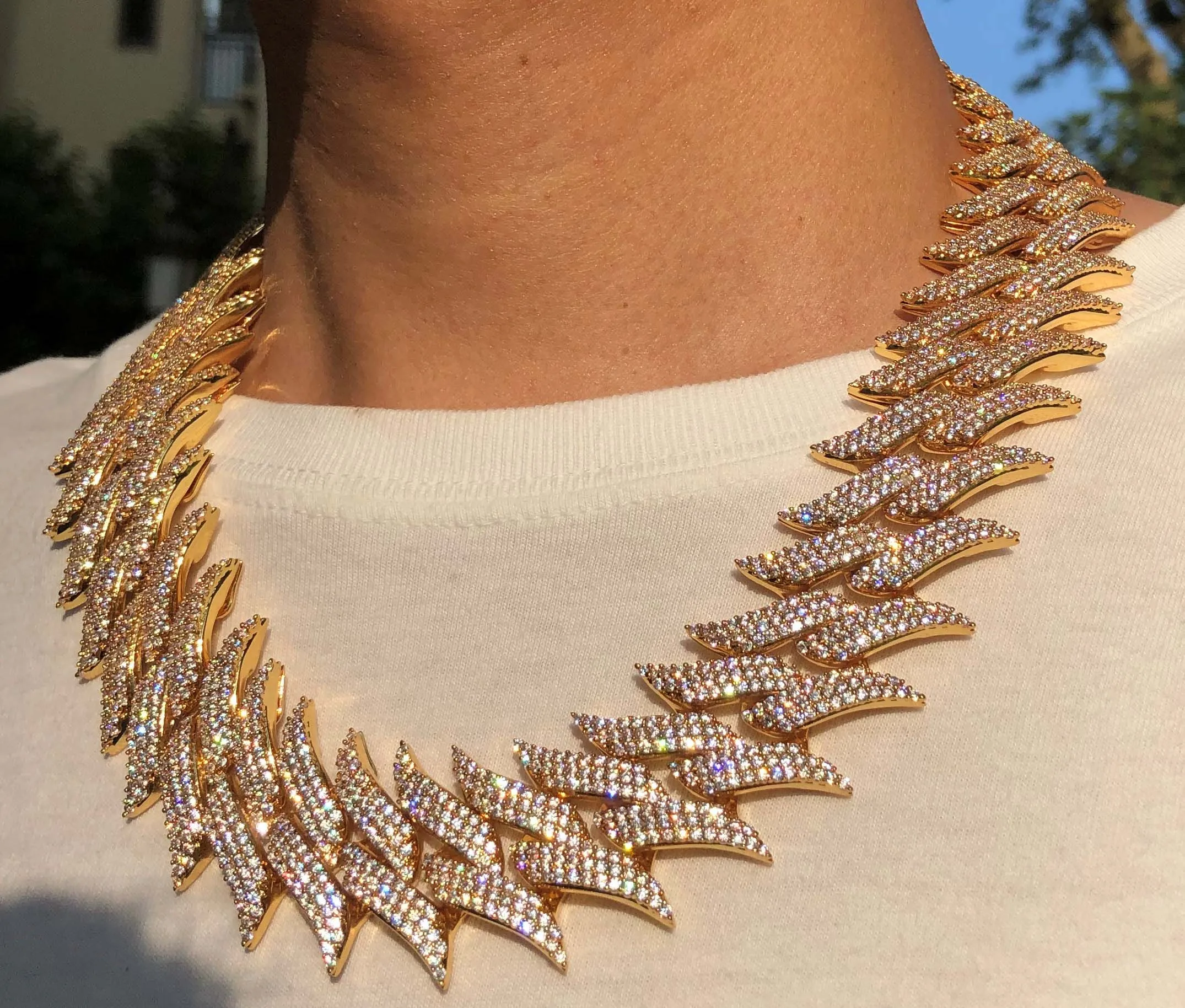 Joyería de hip hop, cadena cubana con pinchos de 30mmCollares de