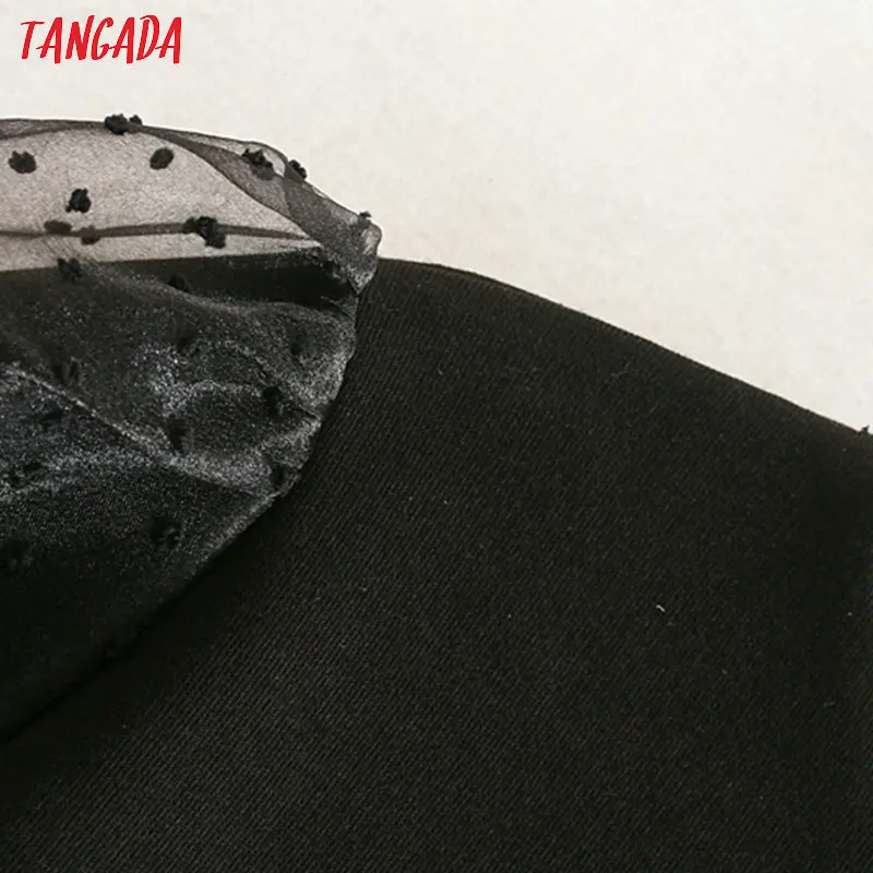 Tangada женские модные сетчатые Лоскутные свитшоты с буквенным принтом Большие размеры с длинным рукавом и круглым вырезом свободные пуловеры Топы CE225
