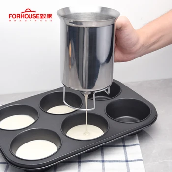 

Batter Dispenser Stainless Steel Kitchen Tool Durable Practical Home Heat Resistant Pastry Funnel Making Cake Handheld Separator