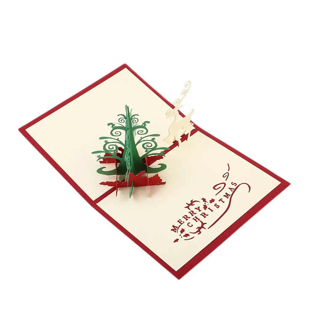 DIY 3D открытка всплывающие ручной работы рождественские подарки красный - Цвет: Christmas deer