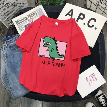 

T-shirts Women Kawaii Printed O-Neck Trendy All-match Loose Leisure Womens Clothing Korean Style Short Sleeve Summer New Chic